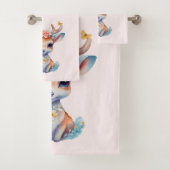 かわいいベビー鹿と〔雄ジカの〕枝角と花 バスタオルセット (インサイチュ)