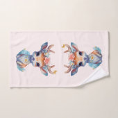 かわいいベビー鹿と〔雄ジカの〕枝角と花 バスタオルセット (ハンドタオル)