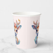 かわいいベビー鹿と〔雄ジカの〕枝角と花 紙コップ (右)