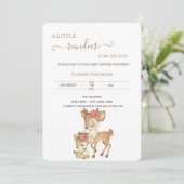 かわいいベビー鹿の花ベビーシャワー 招待状 (スタンド正面)