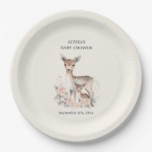 かわいいベビー鹿マザー赤ちゃんガールシャワー ペーパープレート (正面)