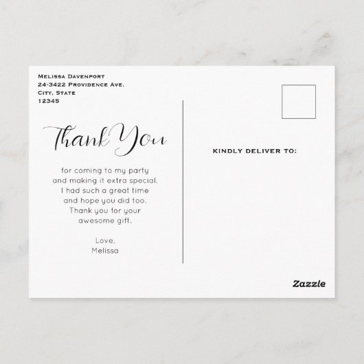 かわいいベビー鹿〔雄ジカの〕枝角と花ありがとう ポストカード (裏面)