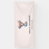 かわいいベビー鹿〔雄ジカの〕枝角と花業 横断幕 (縦)