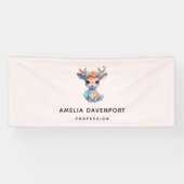 かわいいベビー鹿〔雄ジカの〕枝角と花業 横断幕 (横)