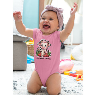かわいいベビー、かわいい牛 ベビーボディスーツ