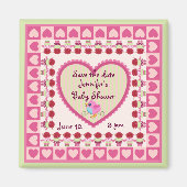 かわいいベビー(女の子)日付を保存する赤ちゃんシャワーマグネット マグネット (正面)