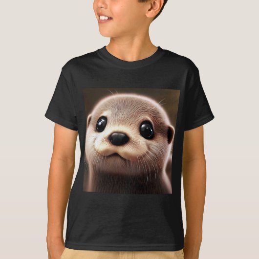 かわいいベビーOtter Tシャツ – かわいい動物シャツ (正面)