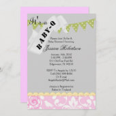 かわいいベビーQのバーB Qのシャワー 招待状 (正面/裏面)