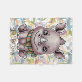 かわいいベビーRhinoの漫画のパーソナライズ名 フリースブランケット (正面(横))