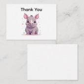 かわいいベビーRhino漫画イラストレーションありがとう ノートカード (正面/裏面)