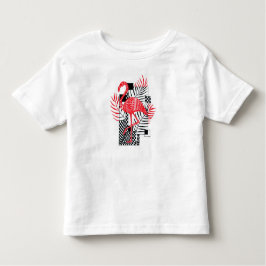 かわいいベビーTシャツレッドフラミンゴプリント トドラーTシャツ
