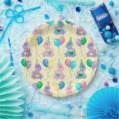 かわいいベビーTレックス恐竜誕生日 ペーパープレート (パーティー)