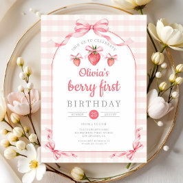 かわいいベリーの女の子1歳の誕生日 招待状