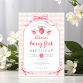 かわいいベリーの女の子1歳の誕生日 招待状