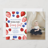 かわいいベリーの誕生日パーティー、最初の誕生日ベリー 招待状 (正面)