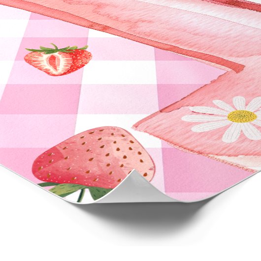 かわいいベリーウェーブファースト1歳の誕生日へようこそ ポスター (角)