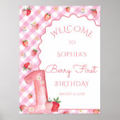 かわいいベリーウェーブファースト1歳の誕生日へようこそ ポスター (正面)