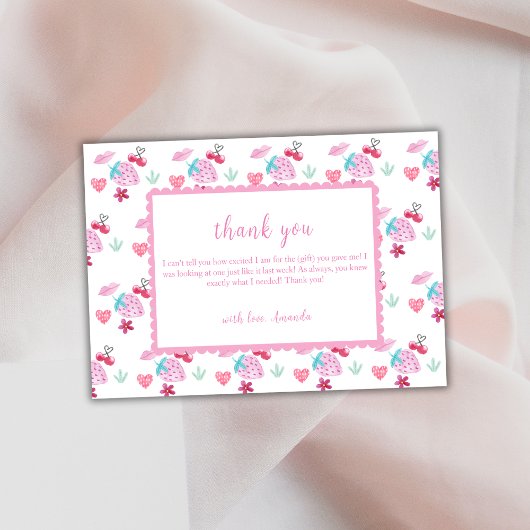 かわいいベリースイートスイートスイートバレンタインベビーシャワー サンキューカード