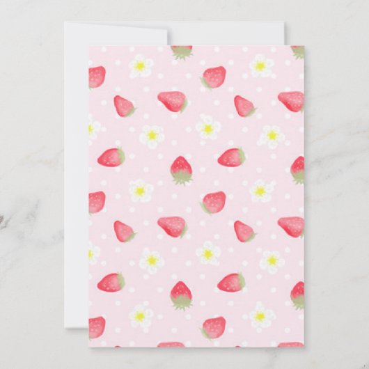 かわいいベリースイートストロベリーの誕生日 招待状 (裏面)