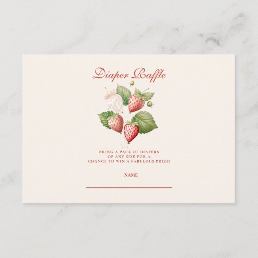 かわいいベリースイートベビーシャワーおむつラッフル エンクロージャーカード (正面)