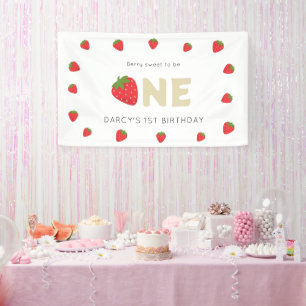 かわいいベリースウィートミニマル1歳の誕生日 横断幕