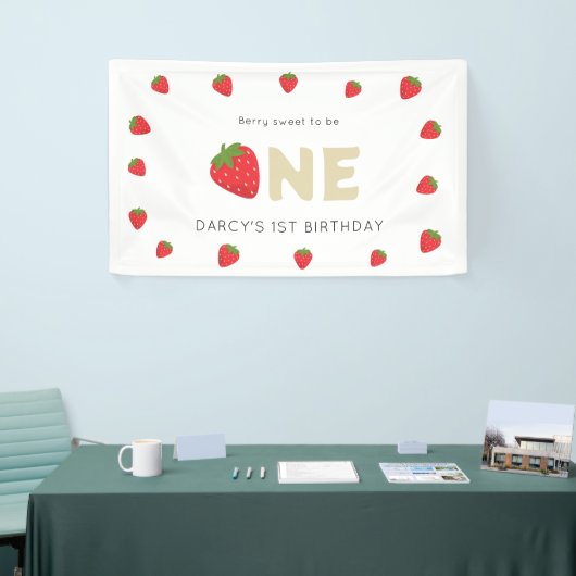 かわいいベリースウィートミニマル1歳の誕生日 横断幕 (トレードショー)
