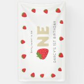 かわいいベリースウィートミニマル1歳の誕生日 横断幕 (縦)