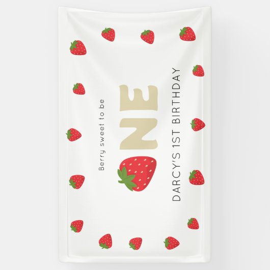 かわいいベリースウィートミニマル1歳の誕生日 横断幕 (縦)