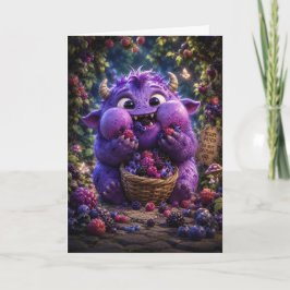 かわいいベリー泥棒のモンスター ファンタジーな森の芸術 カード