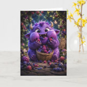 かわいいベリー泥棒のモンスター ファンタジーな森の芸術 カード (黄色い花)