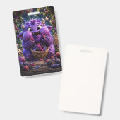 かわいいベリー泥棒のモンスター ファンタジーな森の芸術 バッジ (正面&裏面)