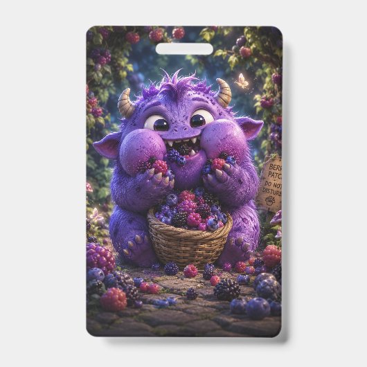 かわいいベリー泥棒のモンスター ファンタジーな森の芸術 バッジ (正面)