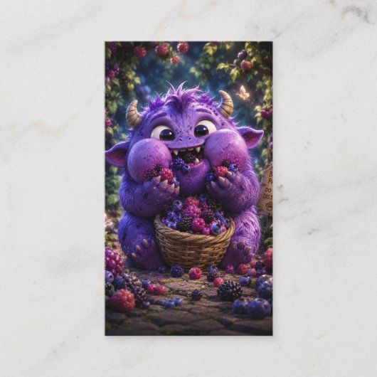 かわいいベリー泥棒のモンスター ファンタジーな森の芸術 名刺 (正面)