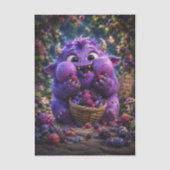 かわいいベリー泥棒のモンスター ファンタジーな森の芸術 薄葉紙 (正面)