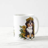 かわいいベルナーゼンネン+ひまわりの花冠 コーヒーマグカップ (正面右)