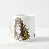 かわいいベルナーゼンネン+ひまわりの花冠 コーヒーマグカップ (正面左)