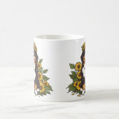 かわいいベルナーゼンネン+ひまわりの花冠 コーヒーマグカップ (中央)