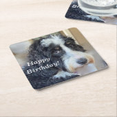 かわいいベルネドードル スクエアペーパーコースター (アングル)