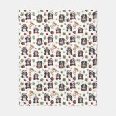 かわいいベルネーズマウンテンドッグクリスマス フリースブランケット (正面)