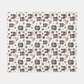 かわいいベルネーズマウンテンドッグクリスマス フリースブランケット (正面(横))