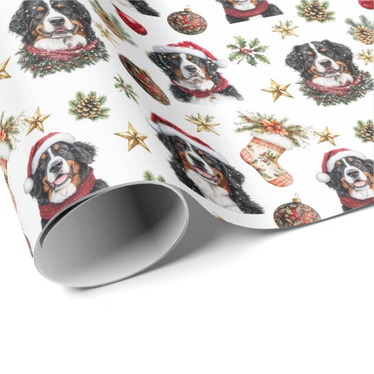 かわいいベルネーズマウンテンドッグクリスマス ラッピングペーパー (ロールコーナー)