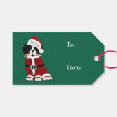 かわいいベルネーズマウンテンドッグサンタポーズ ギフトタグ (正面(横))