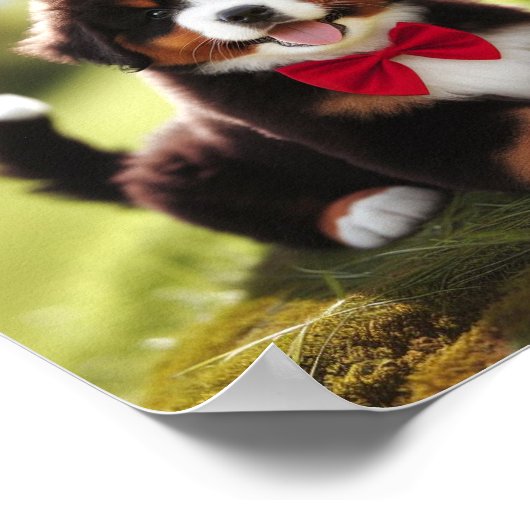 かわいいベルネーゼの山の子犬 ポスター (角)