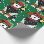 かわいいベルネードルマウンテンドッググリーン ラッピングペーパー (角)