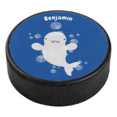 かわいいベルーガの泡の漫画イラストレーション アイスホッケーパック (3/4)