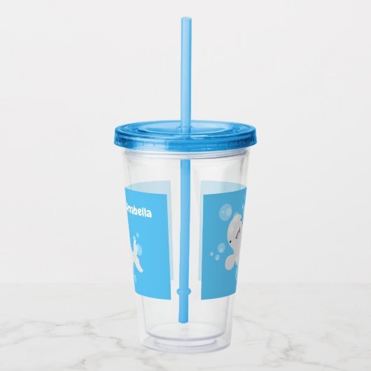 かわいいベルーガの泡の漫画イラストレーション アクリルタンブラー (右)