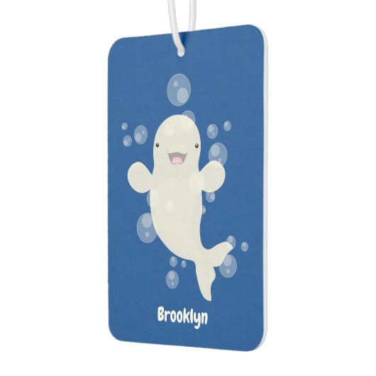 かわいいベルーガの泡の漫画イラストレーション カーエアーフレッシュナー (左)