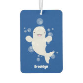 かわいいベルーガの泡の漫画イラストレーション カーエアーフレッシュナー (裏面)