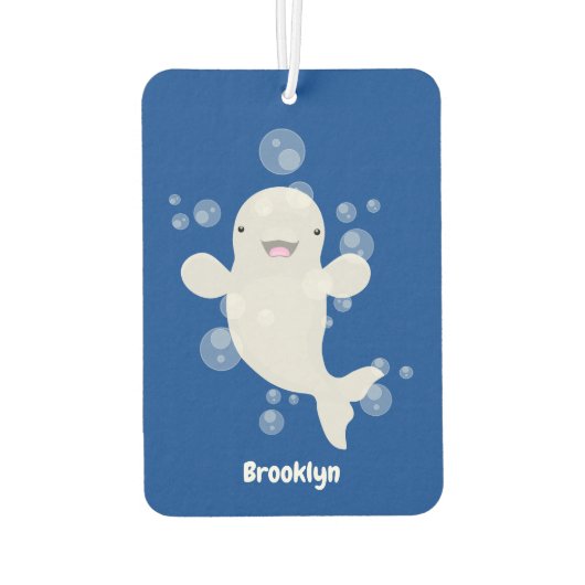 かわいいベルーガの泡の漫画イラストレーション カーエアーフレッシュナー (裏面)