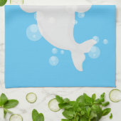 かわいいベルーガの泡の漫画イラストレーション キッチンタオル (折り畳み)